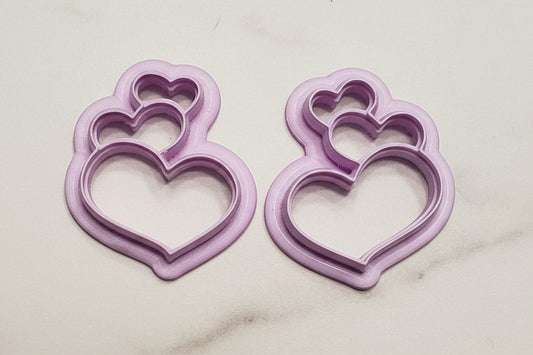 3 hearts dangling mirrored set