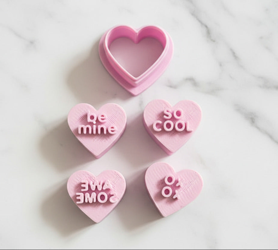 Conversation heart stamps with heart cutter