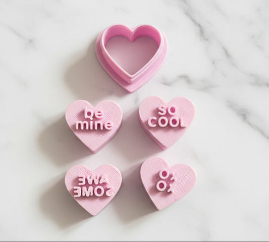 Conversation heart stamps with heart cutter