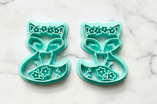 Foxes with flowers mirrored set