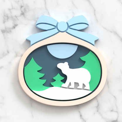 Polar bear winter ornament