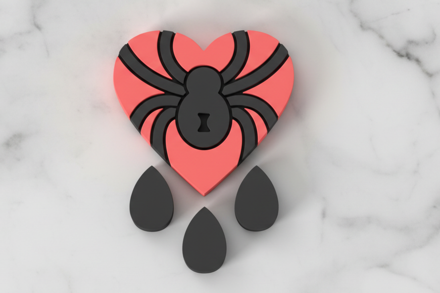 Spider in heart with a teardrop